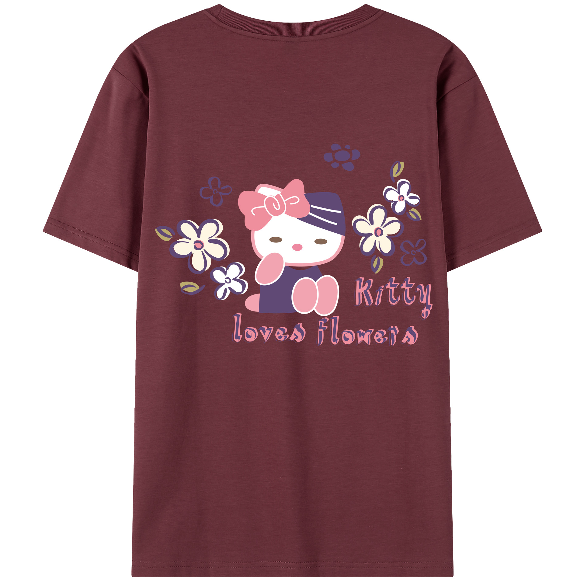 （画像用） Hello Kitty ハローキティ 綿100％半袖Tシャツ（背面プリント）